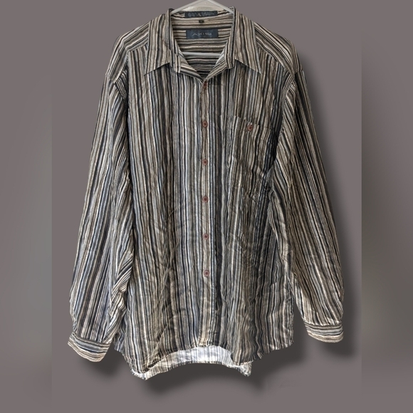Axis Men's 100% Silk Button-Up Striped Shirt Workwear Office - Picture 1 of 10